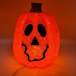 Vintage Kmart Popcorn Plastic Halloween Jack O Lantern Pumpkin Light Up 10x8